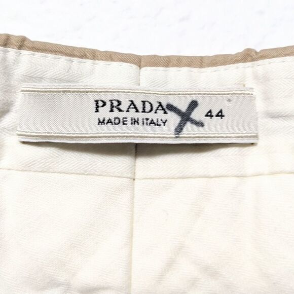 PRADA Cotton Blend Straight Leg Khaki Pants 8 - Picture 4 of 10